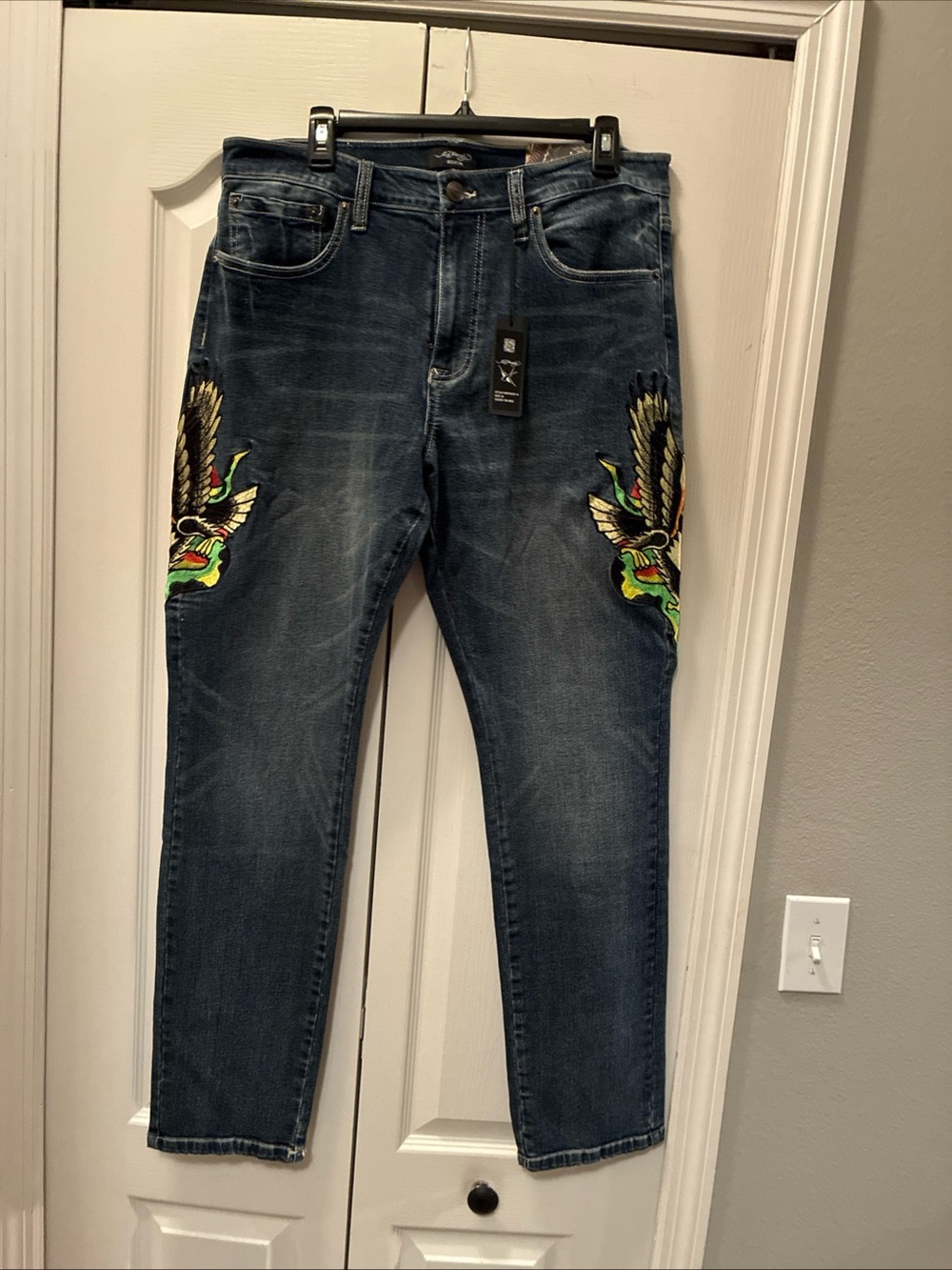 Ed hardy mens slim straight emboldened jeans
